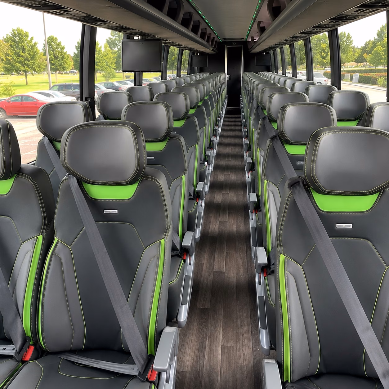 redwood city charter bus rental interior